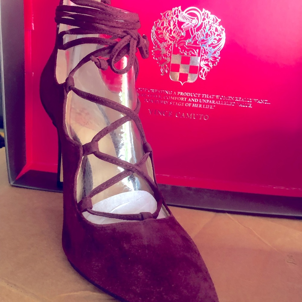 Vince Camino Barsha lace up heels.  Burgundy.  Size 8.  NWOT